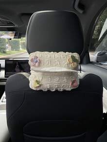 1個可愛布料櫻桃草莓花格紋車用面紙盒，布料刺繡水果系列DIY卡通配件蓬鬆風車用面紙盒，清新風車座前後排面紙袋掛式車用面紙盒，卡通蓬鬆車用面紙盒，車用扶手椅背面紙盒架，車用多功能收納袋面紙盒 - A - 查看 4