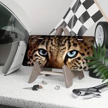 2D Flat, 1 PC, Car P1, For Decorative Purposes Only, Anti-Rust Aluminum License Plate Frame, With Leopard-Eye - Personalized Humorous Decoration, Suitable For Both Men And Women, Polished Surface, Unique Gift Idea, License Plate Frame |   Leopard Eye Design |   Durable Metal Frame - A - 查看 6