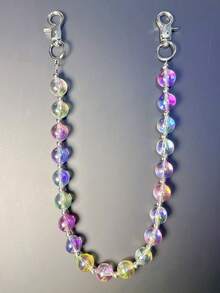 1pc Transparent Rainbow Mixed Color Punk Style Spiked Waist Chain Pants Chain, Hip-Hop Ins Minimalist Waist Chain, Punk And Gothic Style Pants And Wallet Chain Waist Chain, Metal Jeans Keychain Suitable For Decorating Wallet Bag Buckle, Random Color Sequence - Multicolor - View 11