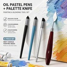 4pcs Oil Pastel Smudge Stick, Oil Painting Knife Set, Multifunction Art Tools For Professional Artists Sketching And Oil Painting Creation - Sets - View 1