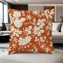 1 PC Throw Pillowcase, 45 Cm * 45 Cm, Reversible Print, Home Decor, Floral Design On Red Background (No Insert On Pillowcase) - Multicolor - View 2