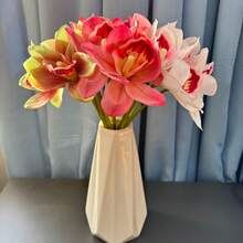 6pcs/Set New 6-Stem Long Stem Large Flower Orchid Artificial Flower Bouquet, High-End Home & Office Desktop Decor Faux Flowers - Multicolor - View 5