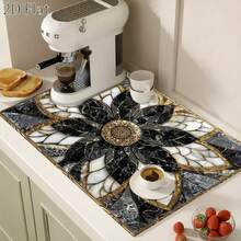 1pc Luxury Black Golden For Lotus Marble Pattern Stove Protector Mat, Wear Resistant, Dirt Resistant, Durable, Easy To Clean, Reusable, Suitable For Travel, Gas Stove, Washing Machine And Dryer Top,Travel Essential,Kitchen Essentials,Home Decor - a - 查看 5