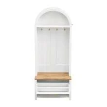 Multifunctional Cabinet With Shoe Rack, Shelf, And Hooks – Entryway Coat Rack, Sturdy MDF Construction, Modern Design, Durable Iron Legs, Practical Storage - 白色 - 查看 9