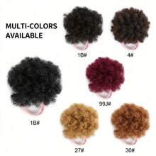 3 Inch Fluffy Afro Puff Hair Buns, 2PCS Y2K Kinky Curly Synthetic Hair Extensions With Colorful Butterfly Clips, Instant Volume Hair Accessories For Women - 彩色 - 查看 2