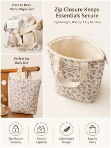 1pc Quilted Multi-Functional Diaper Bag Designed For Babies And Newborns, Portable Mommy Handbag With Large Capacity, Waterproof Travel Storage Bag For Diapers, Care Essentials And Baby Care Products; Lightweight Diaper Storage Box Suitable For Outdoor, Daily Use And Travel; Compatible With Strollers, Pregnant Women Bag With Multiple Pockets; Dry And Wet Separation Design, Made Of Durable Fabric, Easy To Clean; Ideal For New Moms And Baby Christening Events - Multicolor - View 2