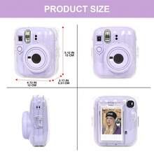 Fujifilm Mini 13 拍立得相機透明保護殼，升級版後口袋可存放 10 張底片，附可調節式背帶（不含相機） - 查看 3