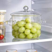 1pcs Glass Pot With Cover 3L/101oz Double Handle Transparent Pot Heat Resistant Glass Stewpot Soup Milk Congee Special Transparent Double Handle Glass Pot Cooking Pot With Cover Glass Cooker. - View 5