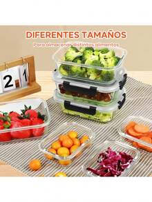 TMOSLY Recipientes de Vidrio para Alimentos 10 Piezas Recipientes herméticos con Tapas Recipientes para Alimentos Caja de Almacenamiento de Vidrio Transparente para Cocina y despensa - 10 RECIBOS - Ver 6