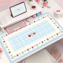 Thảm lót bàn phím và chuột cỡ lớn dễ thương phong cách Kawaii cho gaming, thảm lót bàn dài mềm bảo vệ mặt bàn, chống nước, đế cao su chống trượt, phụ kiện máy tính trang trí cho làm việc văn phòng và tại nhà, quà tặng cho bé gái và bé trai, họa tiết Aesthetic Cherry Apple Cat - Xem 10