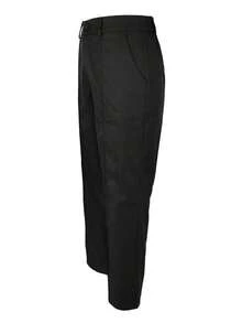 Kayi Solid Color Button Zipper Pocket Waist-Cinching Suit Fabric Plus Size Navy Blue Long Pants, Women Teacher's Clothing Black - Black - View 5