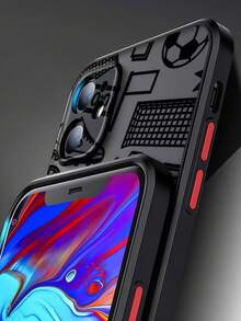1pc Personalized Matte Frosted Phone Case With Football Graffiti Design, Compatible With Apple 17, 16, 15 Pro Max, 14 Plus, High-Quality Silicone Protective Cover - Black - View 3
