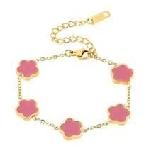 1 pieza/4pcs Pulsera de Acero de Titanio con Trébol de la Suerte Flor de Cinco Hojas para Mujeres, Joyería de Lujo de Alta Gama 18k Trébol de Cinco Hojas Resistente al Agua Acero Inoxidable - Multicolor - Ver 13