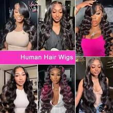 250% Density 34 Inch Body Wave Lace Frontal Wigs Human Hair Pre Plucked With Baby Hair Glueless Wigs For Women 13x4 HD Transparent Lace Front Wigs With Natural Hairline - Natural Black - 查看 9