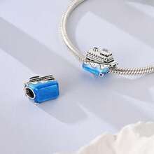 1 Piece Of S925 Sterling Silver Travel-Themed Bead Featuring An Original Design Of A Hot Air Balloon, Eiffel Tower, And Cruise Ship; An Enamel Pendant With Diamond Accents; Suitable For Bracelets And Necklaces; A Global-Themed Souvenir Accessory For Crafting; Captures Travel Memories; Perfect For DIY Projects And Everyday Wear - Multicolor - View 9