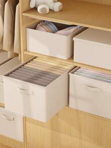 1pc Foldable Multi-Functional Storage Box, Large Capacity Lidded Drawer Clothes Organizer, Stackable, Perfect For Household, Bedroom, Closet & Seasonal Storage, Room, Home & Christmas Festival Decor, Must-Have For Back To School Dorm Storage - White - View 4