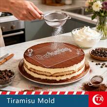 Acrylic Tiramisu Powder Stencil Mold, Compatible With Round/Square Cake Powder Shakers, Creates Exquisite Cocoa Powder Print Effect, Smooth Edges For Hands, Reusable. Multiple Classic Letter And Blessing Templates (Tiramisu, Happy Birthday, Congrats, Etc.), Beginners Can Also Make Beautiful Cake Decorations. Suitable For Home Baking, Birthday Parties, Holiday Celebrations, Commercial Dessert Shops, Essential Tool For Baking Enthusiasts. - Multicolor - View 2