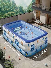 1pc Home Inflatable Swimming Pool, Thickened PVC Wear-Resistant Easy Storage, Villa Yard Party Essential, Leak-Proof Sun-Resistant, Thickened Wear-Resistant Scratch-Resistant, Quick Inflation Convenient Storage, Multi-Person Water Play Leisure Essential, One Outdoor Garden Adult Water Play Pool Yard Holiday Vacation Essential Swimming Pool Water Toy - Blue Dream Inflatable Swimming Pool - View 16