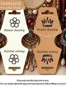 54/102/510pcs Bulk Jewelry Display Cards With Text/Logo - Foldable Necklace And Accessory Display Stands, White/Brown Sturdy Board, For DIY Crafting, Suitable For Small Businesses, Branding (Compatible With Earrings, Bracelets, Necklaces) - Multicolor - View 7