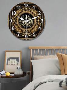 A Wooden Round Wall Clock With Text Design, Silent Without Ticking, Suitable For Home Holiday Decoration And - Multicolor - View 7