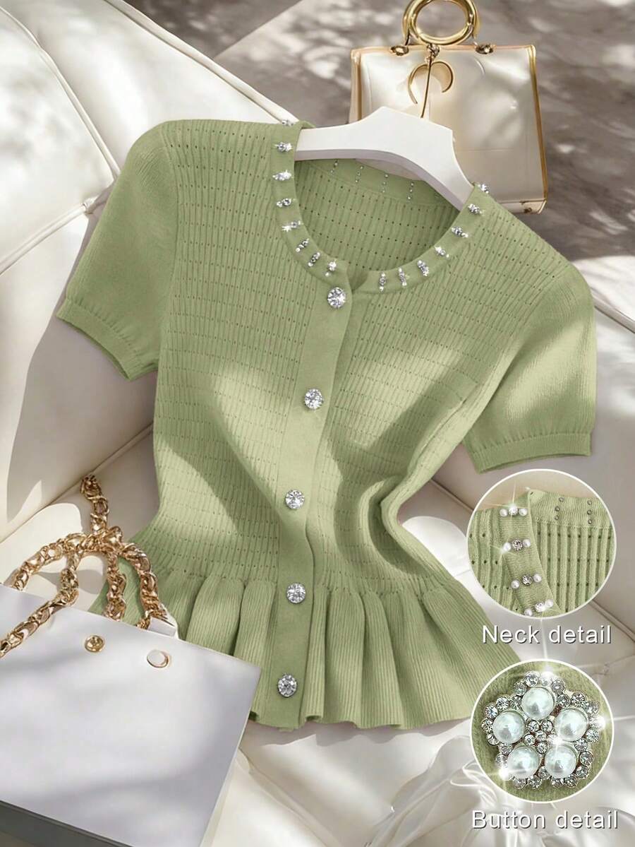 2026 Nuevo Cárdigan casual, elegante y versátil de primavera/verano para mujer,Adecuado para vacaciones, ir al trabajo, vacaciones de verano, ropa de playa, elegante. - Verde - Ver 1