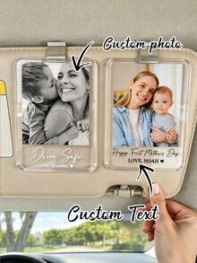 Clip personalizado para parasol de coche con foto de pareja, di "Te amo" mientras conduces, clip de parasol de coche personalizado con foto y texto – Foto y texto personalizados, adecuado como regalo del Día del Padre, regalo de cumpleaños o decoración de coche, un recuerdo preciado para que los hijos se lo den a su padre; también se puede usar como accesorio de boda – Un regalo personalizado único y emotivo. - Multicolor - Ver 3