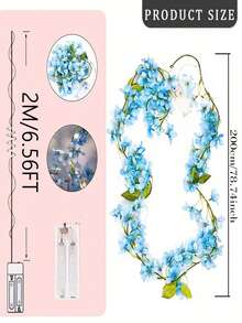 2M 20 LED Artificial Flower Vine String Lights For Living Room Bedroom Decoration, Wedding Romantic Fake Flower Colorful LED String Lights For Holiday Decor - Blue - View 5