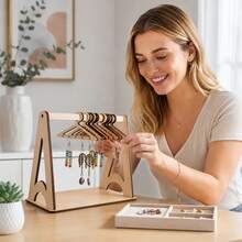 Earring Rack, Mini Hanger Design Jewelry Storage Rack, Suitable For Earrings, Necklaces, Women's Desktop Display Rack, Cute Room Decor And Gift, Hanging Jewelry Storage Rack, Jewelry Tower, Earring Rack Stand, Mini Hanger Design Jewelry Storage Box, Suitable For Earrings, Necklaces, Women's Cute Desktop Display Rack, Room Decor & Gift, Hanging Jewelry Storage Box (Earrings Not Included) - Multicolor - View 7