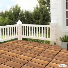 36 Pack Hardwood Interlocking Patio Deck Tiles, Larch Solid Wood Interlocking Flooring Tiles,12" * 12" Interlocking Patio Tiles,Outdoor Interlocking Waterproof - Brown - View 4