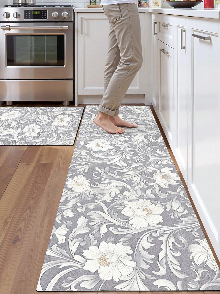 DAJIANG 1pc Bohemian Vintage Kitchen Runner Rug, Non-Slip Rubber Backing, Washable Kitchen Mat, Thickened Floor Mat Suitable For Floors, Hallways, Laundry Rooms, Holiday Room Decor - Multicolor - View 1