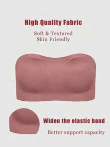Sexy Pure Desire Black Strapless Bandeau Bra For Women Front Closure Wireless Seamless Invisible Bra Wedding Dress Friendly AntiSlip Comfortable Daily - 紫色2 - 查看 5