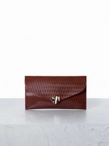 CHICVUE Túi xách cầm tay tối giản, nhiều màu sắc, thời trang, túi phong bì, túi phong bì đính sequin dập nổi họa tiết da cá sấu dành cho phụ nữ, thích hợp đi hộp đêm. - Cà phê - Xem 1