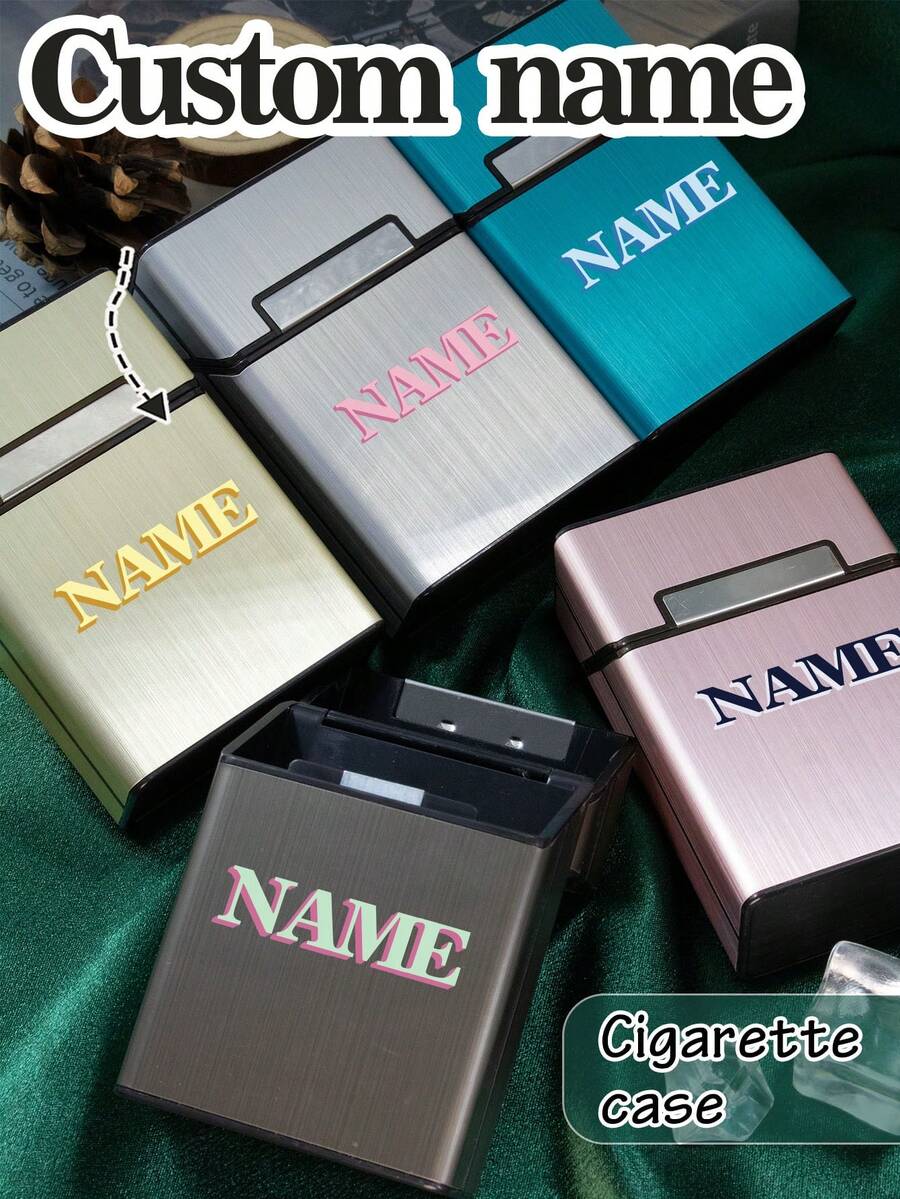 Custom Name Cigarette Case, Personalized Cigarette Case, Customized Storage Box, Customizable Travel Case, Birthday, Father's Day, Wedding Gift - Multicolor - View 1