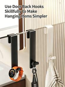 Over-The-Door No Drill Hooks, Heavy Duty ABS Plastic Hangers With 3-5kg Load Capacity, Waterproof Rustproof Organizer Hooks For Towels, Coats, Hats, Bags & Accessories, No Installation Door Hooks For Bathroom, Kitchen, Bedroom, Entryway & Dorm, Modern Minimalist Home Storage Solution - Multicolor - View 5