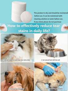 Almohadillas para la limpieza de orejas de mascotas para perros y gatos, almohadillas de limpieza de orejas suaves y fáciles de usar diseñadas para mascotas, refresca el aliento, elimina los residuos de alimentos, no irritante, adecuado para el cuidado diario de las orejas y la higiene dental de las mascotas - Blanco - Ver 11