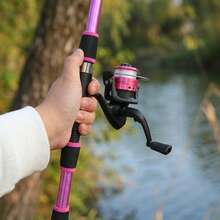 KecchKrezing Pink Telescopic Fishing Rod And Reel Set, Pre-Installed Spinning Reel With Complete Beginner Fishing Accessories, Includes Pink Portable Storage Bag, Suitable For Beginner Outdoor Fishing Gear - Pink - View 6