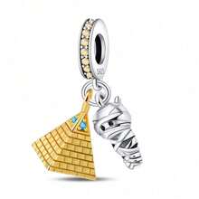 1 Piece Of S925 Sterling Silver Travel Landmark-Themed Bead, Featuring An Original Design Of A Suitcase Adorned With Architecture From Around The World; An Enamel Pendant Chain With Diamond Accents; Suitable For Bracelets And Necklaces; A Global-Style Jewelry-Making Accessory; Commemorates Your Travels; Meets The Needs Of Both Crafting And Everyday Wear - Multicolor - View 20