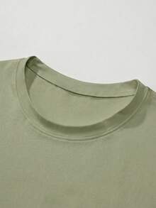 1 pieza Camiseta de tirantes casual de cuello redondo con estampado de verano para hombre - Verde Oliva - Ver 4