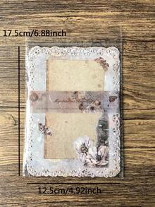 1 Pack 10 Sheets Vintage Botanical Floral Letter Paper With Hollow Border Decorative Background Material Paper - BQ984 - View 2
