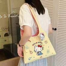 Officially Licensed Sanrio Series Hello Kitty Pattern Large Capacity Shoulder Storage Bag, Cute Outdoor Travel Portable Storage Bag, Handbag, Shoulder Bag, Suitable For Multiple Occasions,Back To School - View 3