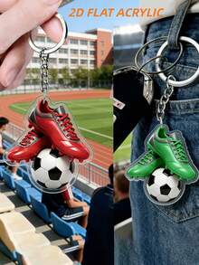 1pc Random Color 10/20pcs Mixed Pack 2D Flat Exquisite World Cup Soccer Ball & Soccer Shoe Keychain, Bag/Car/Phone/Key Decoration, Perfect Gift For 2026 World Cup, Teacher Appreciation, Father's Day - One Size Fits All - View 2