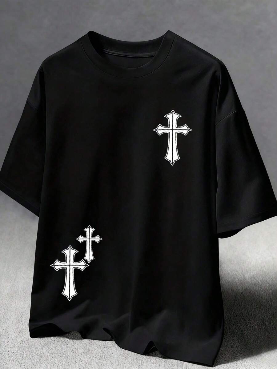 Men's Summer Outfit (Short-Sleeve T-Shirt Only)
Men's T-Shirt (Short-Sleeve T-Shirt Only)
T-Shirts (Short-Sleeve T-Shirt Only) Coolqubz Short-Sleeve Crew Neck T-Shirt With Dark Cross Print For Teens, Boys' Clothing. One Short-Sleeve T-Shirt. - 黑色 - 查看 1