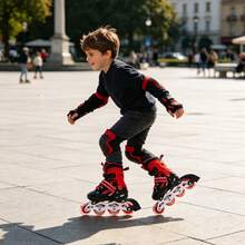 Verstellbare Rollschuhe für Damen und Herren – mit seitlichem Verstellmechanismus – Inlineskates – P-Anti-Verstauchung – Rollschuhe – Größe S (Größen 27–32) - Rot - Übersicht 5