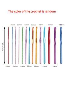 [14pcs/Set]Aluminum Crochet Hook Set, 2.0-10.0mm Full Size Coverage, Suitable For Most Common Yarns. Seamless One-Piece Design, No Snagging, Smooth Yarn Glide. Colorful Shaft With Printed Size Markings, Dual Identification For Quick And Easy Finding. Excellent Value, 14pcs All-In-One Set, Perfect For Personal Use Or Gift - Alumina Crochet Hook - View 5