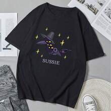 Sussie-Bird-Kpopss-Demonss-Hunterss-T-Shirt Trendyss Anime Cartoon Print T-Shirt Unisex Street Style Summer Casual Tops - Black - View 1