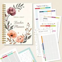 1 Peça Caderno Planejador de Professor A5 Volta às Aulas 2026-2027 - Encadernação em Espiral, Caderno Espiral com Estampa de Maçã Vermelha - Notas, Registros de Frequência, Calendário, Planejador Feliz, Presente para Educador, Formatura, Lembrança de Aniversário ou Diário e Bloco de Notas Doméstico, Design de Ilustração Divertida - A5 - Visão 7