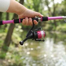 KecchKrezing Pink Telescopic Fishing Rod And Reel Set, Pre-Installed Spinning Reel With Complete Beginner Fishing Accessories, Includes Pink Portable Storage Bag, Suitable For Beginner Outdoor Fishing Gear - Pink - View 7