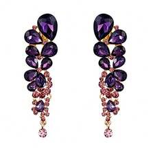 Bridal Fashion Earrings - Violated Golden Tone - View 1