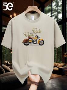 Camiseta de Corte Holgado con Estampado de la Marca 5E, Hecha de% Algodón, Estilo Nuevo y Grueso, Camiseta de Verano de Manga Corta, Cuello Redondo Holgado para Hombre, Mangas Cortas a - Blanco - Ver 11