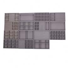 1/4pcs Stackable Velvet Jewelry Tray, Soft Gray Flocked Drawer-Style Storage Organizer Box, Suitable For Earrings, Rings, Necklaces, High-Quality Multi-Compartment Jewelry Display & Storage Box - Grey - View 9